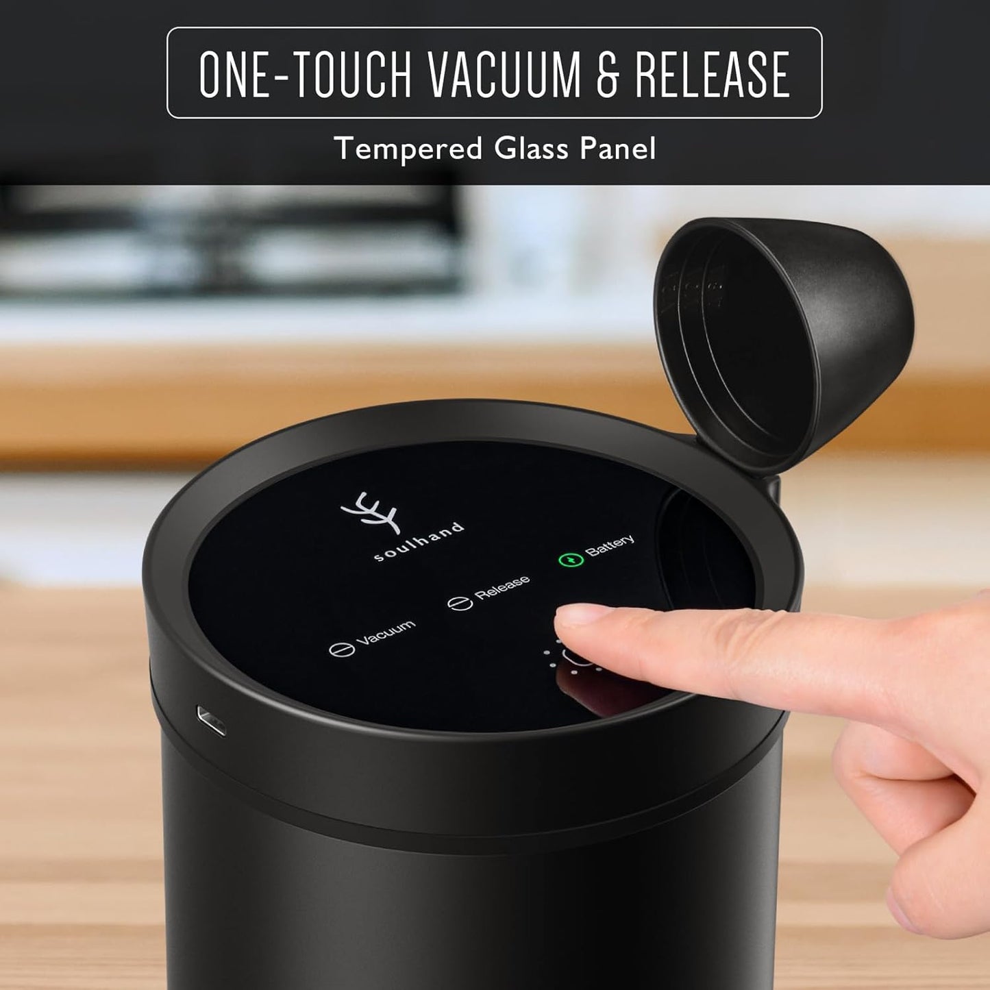 SOUL HAND Vacuum Coffee Canister, Airtight Sealed Coffee Canister Automatic Vacuum Stainless Steel Coffee Containers, Coffee Bean Storage Container for Coffee/Food Storage 1.6 L