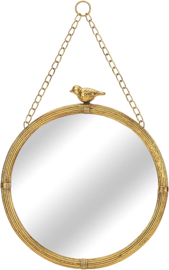 NIKKY HOME 11 Inch Decorative Small Hanging Mirrors Vintage Round Metal Framed by NIKKYHOME