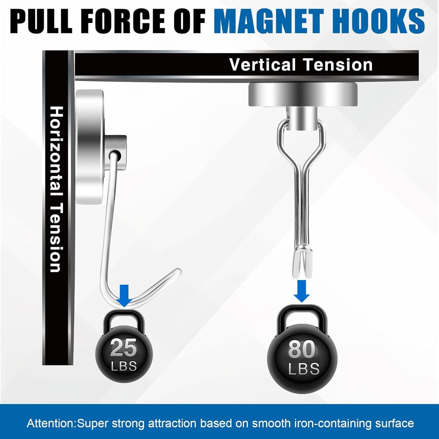 LOVIMAG Hooks, 80lbs+ Magnetic Magnet Hook 2025 Cruise Cabin Ship Essentials Heavy Duty Strong Refrigerator Fridge Hanging for Classroom Beach Vacation Kitchen Grills Home Mug Hanger (3 Pack), Silver