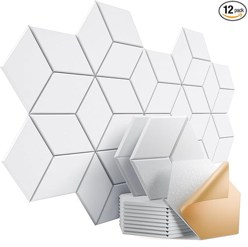 12 Pack Self-Adhesive Acoustic Panels 12" X 10" X 0.4" by Dailycooper