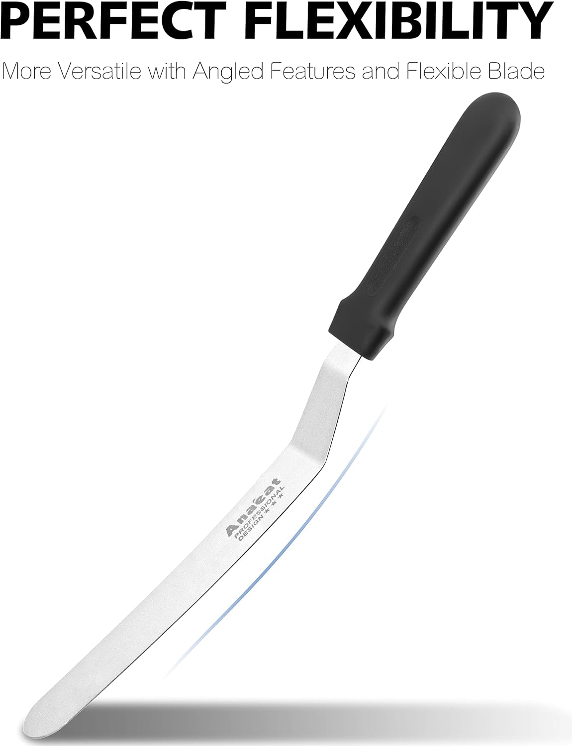 Anaeat Icing Spatulas, Set of 3 Professional Cake Angled Offset Spatula with 6", 8", 10" Stainless Steel Blades - Thickened Frosting Knife with Plastic Handle for Cake Decorating, Pastry & Baking