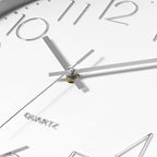 Foxtop Silver Wall Clock Silent Non-Ticking Battery Operated Round Modern Wall - Image 9