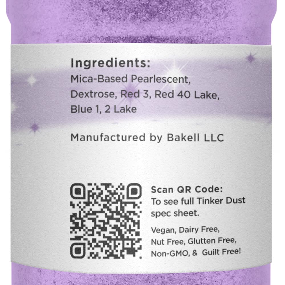 Pollipop Purple BAKELL Edible Glitter, 45 Grams | TINKER DUST Edible Glitter | KOSHER Certified | 100% Edible Glitter | Cakes, Cupcakes, Cake Pops, Drinks, Dessert Vegan Glitter & Dusts (45g Shaker, Pollipop Purple)