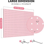 Peg Board, 4 Pack Metal Pegboard Panels Pink Pegboards Wall Organizer - Image 2