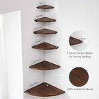 Corner Shelf, 12inch Walnut Solid Wood Floating Corner Shelves Wall Mount Round - Image 5