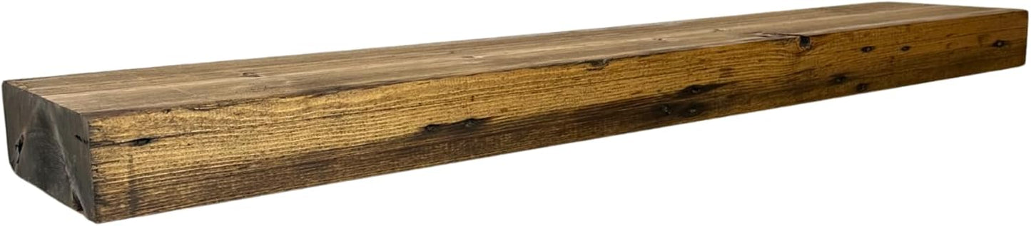 Modern Timber Craft Reclaimed Wood Floating Wall Shelf | Solid Rustic American Barnwood, Floating Shelf Brackets | 2.75" Thickness | 36" L x 5" D, Early American, Planed and Sanded, 2 Pack