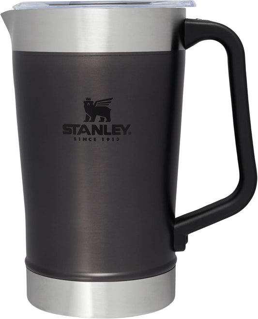 Stanley Stay-Chill Pitcher 64 oz | Cold Water, Beer, and Drink Pitcher with Lid | Large Capacity Durable Beverage Container with Handle | Insulated Stainless Steel | BPA-Free | Charcoal Glow