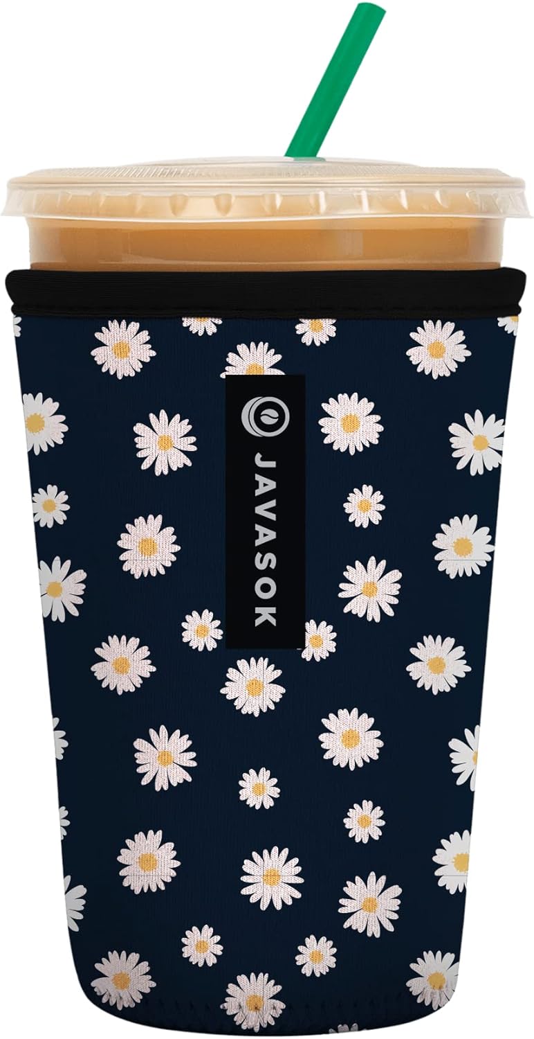 Sok It JavaSok Iced Coffee & Cold Soda Insulated Neoprene Cup Sleeve (Daisy Chain, Medium: 22-28oz)