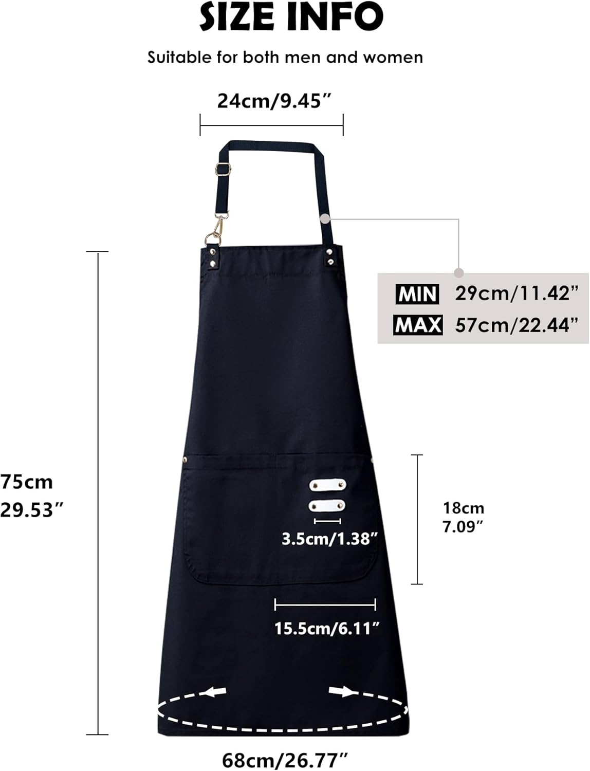 Lisianthus 2 Pack Adjustable Bib Aprons for Women with Pockets, Men's Kitchen Cooking Apron