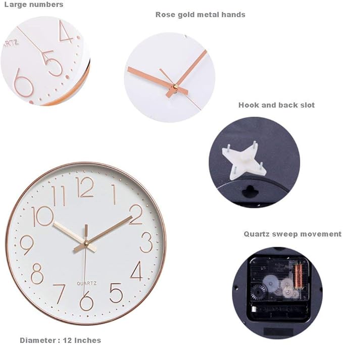 jomparis 12 Inch Battery Operated Silent Non-Ticking Wall Clock, Quality Quartz - Image 5
