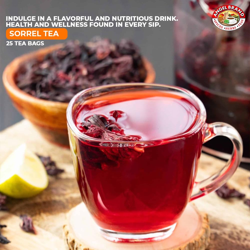 Angel Brand Sorrel Tea Bags 25 – Pack of 3 – Hibiscus Flower Tea for Refreshing Flavor &