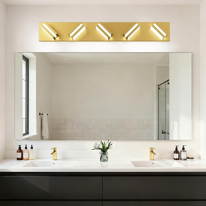 IZORRO LED Modern Bathroom Lights Fixtures, Brushed Glod Acrylic Wall Lighting - Image 7
