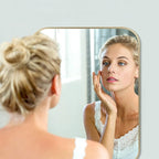 22x30 Inch Gold Bathroom Mirror, Brushed Gold Metal Framed Rectangular Mirror - Image 3