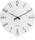 Crosstime Wall Clock White Marble Theme Modern Decorative Waterproof Glass Clock by CrosstimeWallClockPracticalElegant