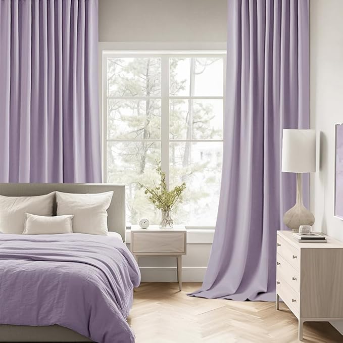 MIULEE Lilac Back Tab Blackout Curtains 63 Inch Length 2 Panels Set - Image 2