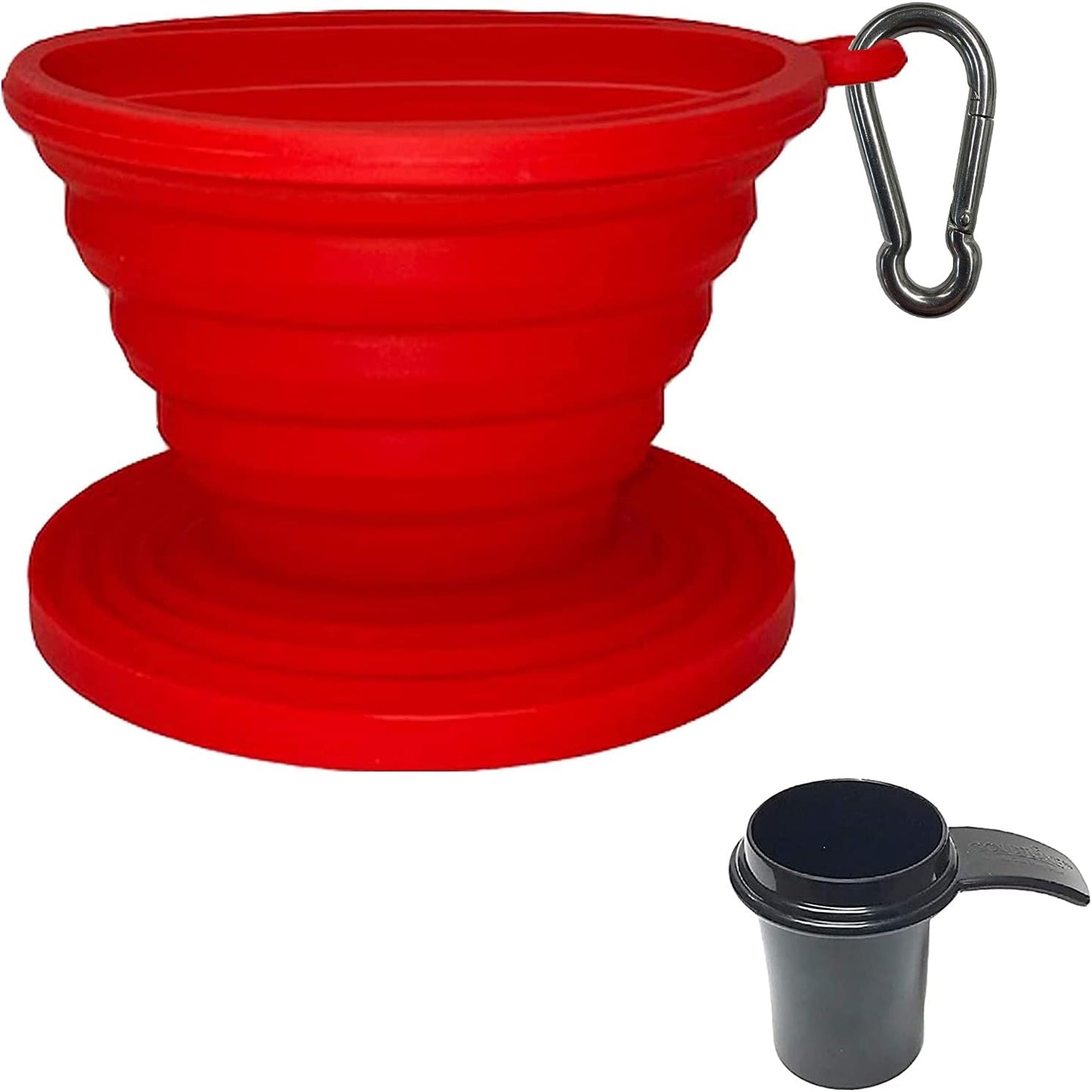 GoldTone Collapsible Silicone Portable Reusable Coffee Dripper w/Carry Clip & Scoop (Collapsible Pour Over & Scoop)