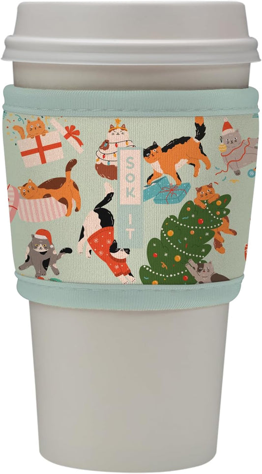 Sok It HotSok Coffee & Tea Reusable Insulated Neoprene Cup Sleeve (Meowy Mayhem)