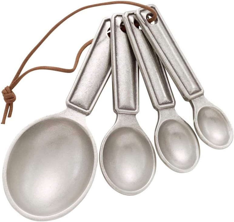 DANFORTH Queen Anne Measuring Spoon Set on Cord, Heirloom Quality Handcrafted Pewter, Made in USA