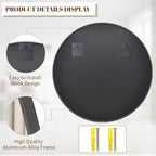 BEAUTYPEAK 24 Inch Round Mirror, Metal Frame Circle Mirror, Wall Mounted - Image 4