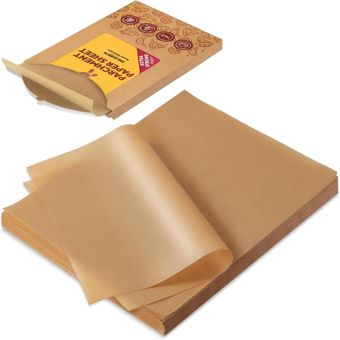 Katbite 300 Sheets 12x16 In Parchment Paper, Heavy Duty Baking Paper, Unbleached Non-stick Sheets for Air Fryer, Grilling, Steaming Cooking Bread Cake and Wrapping Foods
