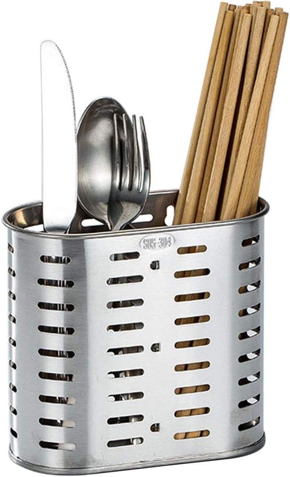 Self Adhesive 2 Compartments Mesh Utensil Drying Rack/Chopsticks/Spoon/Fork/Knife Drainer Basket Flatware Storage Drainer, 304 Stainless Steel