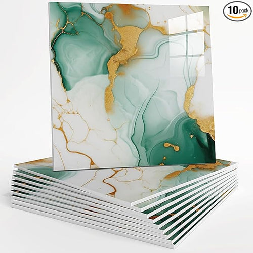 10pcs Peel and Stick Tile Shower Waterproof Marble Tiles Wall Panels, by Unknown