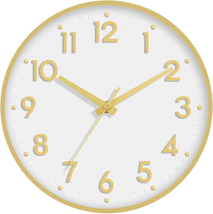 Mosewa Wall Clock 12 Inch, Battery Operated Silent Non-Ticking Modern Analog by MOSEWAWALLCLOCK