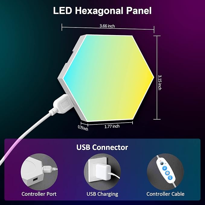 OJQ 12 Pack Hexagon Lights Wall RGB Panel - Image 6