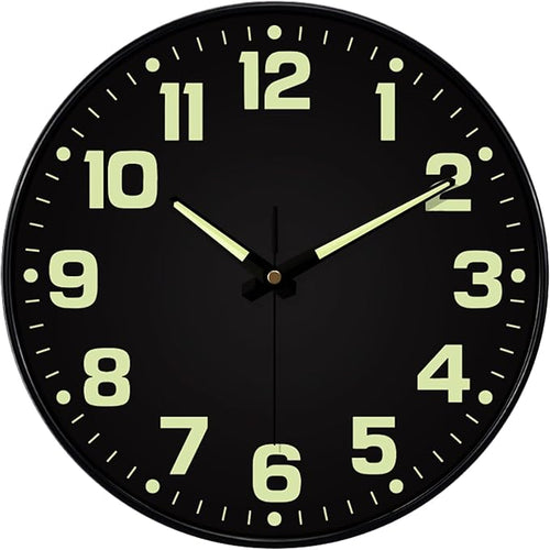 12 Inch Silent Wall Clocks Battery Operated, Glow in The Dark Wall Clock by MABPEDO