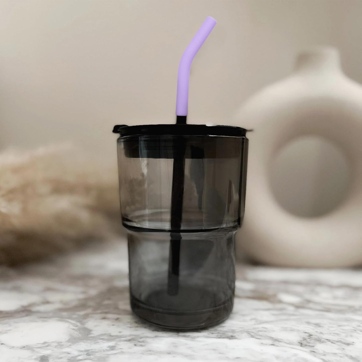 6Pcs Metal Straw Silicone Tips 5/16 IN Wide(8mm Outer Diameter) Food Grade Rubber Straw Covers Flex Elbow Straw Replacement Tip for Stainless Steel Metal Straws, light-purple