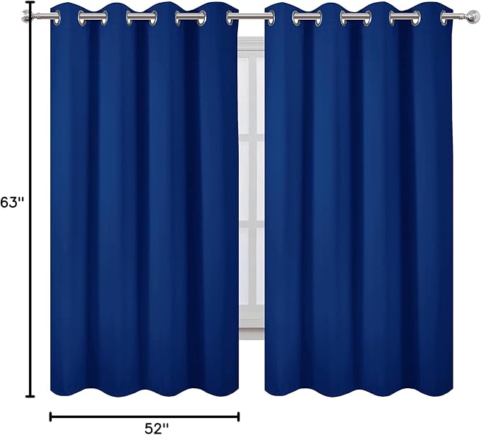 LEMOMO Blackout Curtains 52 x 63 inch/Royal Blue Curtains Set of 2 - Image 9