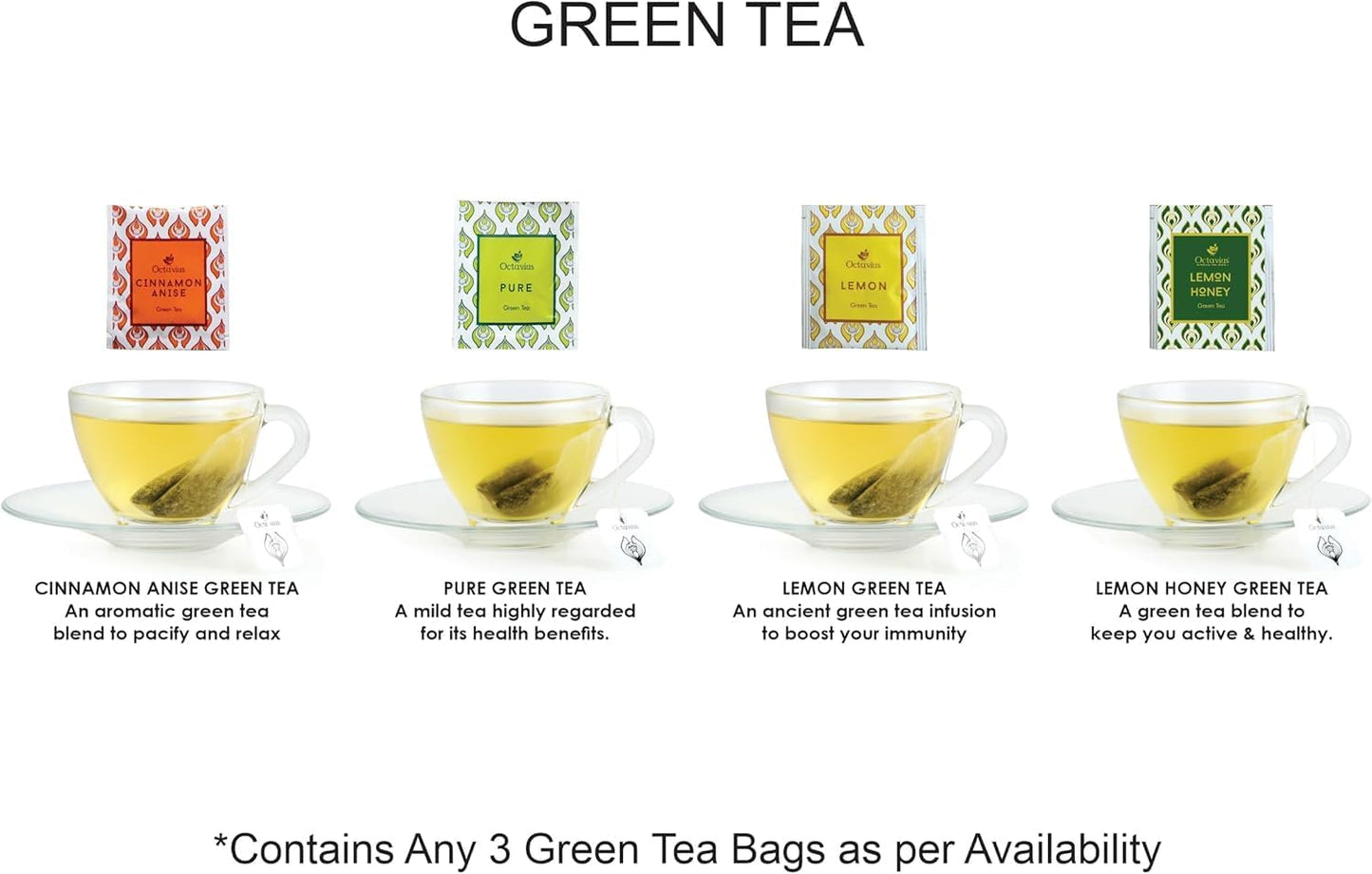 Octavius Assorted Tea Gift Set | 6 Assorted Black & Green Teas | 30 Teabags | Wooden Tea Sampler Pack w/Tile Motif Design | Pack of 2 | Mothers Day Tea Gift Box