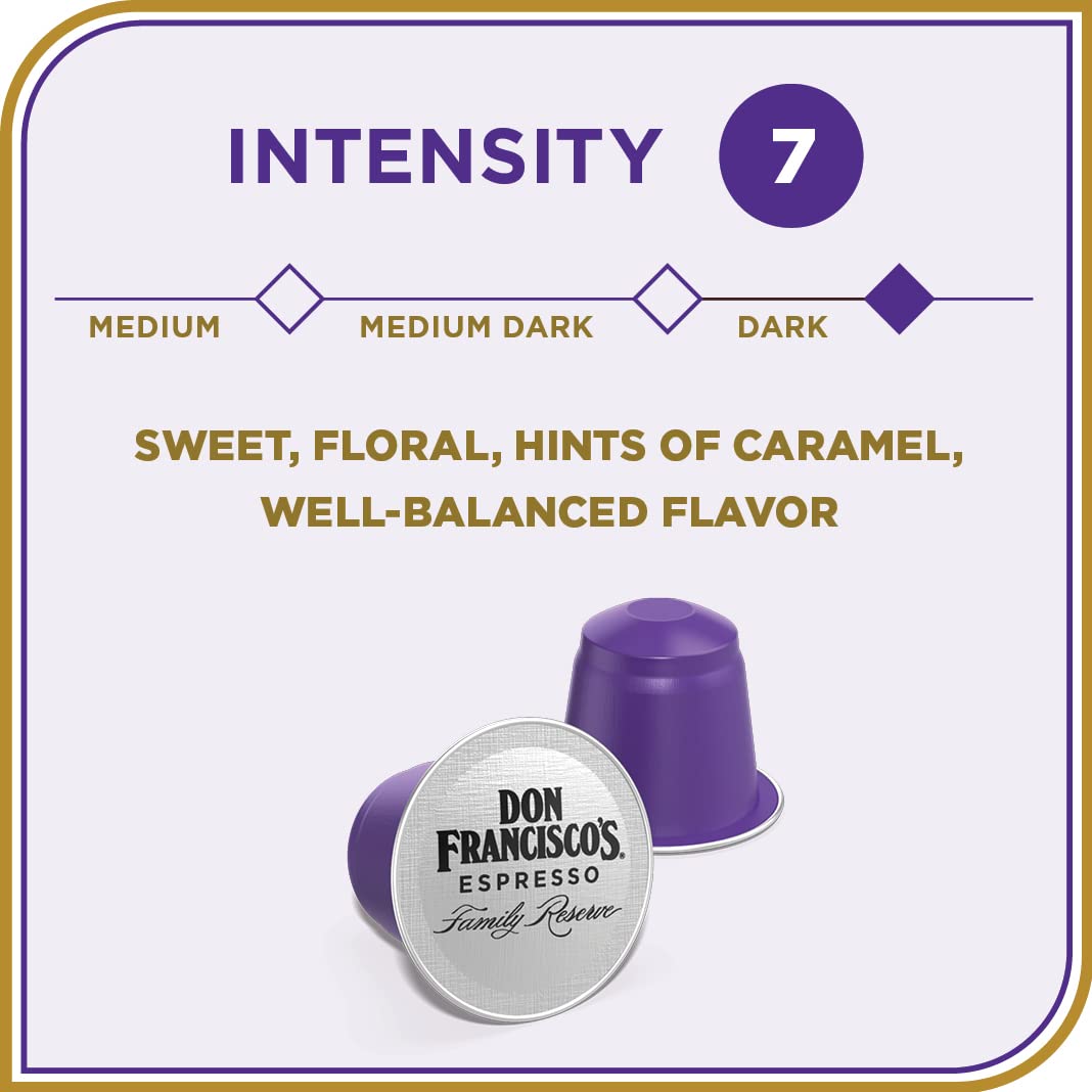 Don Francisco's Organico Espresso Pods: 80 Dark Roast Aluminum Capsules, Intensity 7, Compatible with Nespresso Original Line Machines - Bold Cuban-Style coffee with Caramel Notes