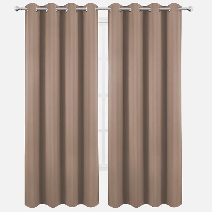 LEMOMO Blackout Curtains 52 x 90 Inch Long Cappuccino Curtains Set of 2 Panels - Image 2