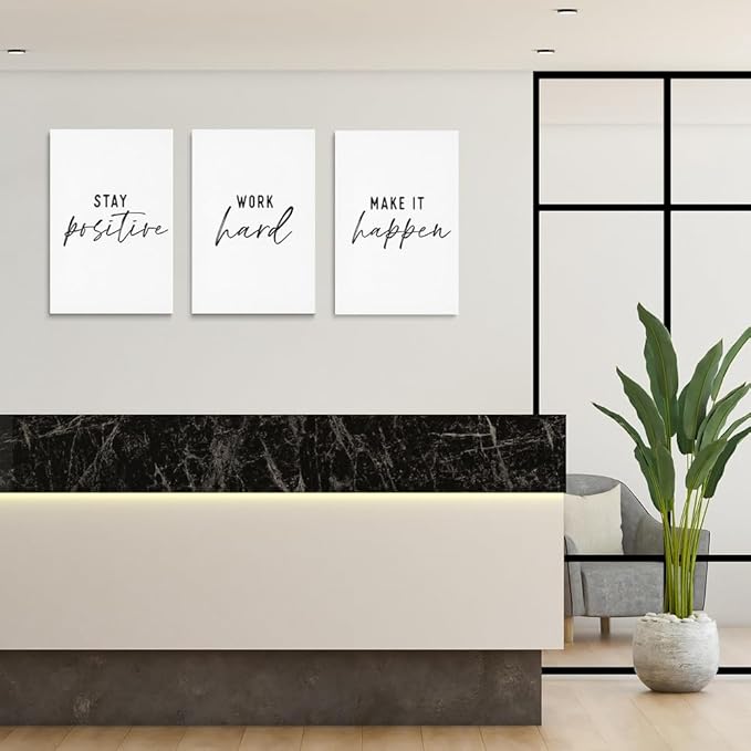 GUBIYU Black and White Inspirational Wall Art Stay Positive Work Hard Make it - Image 4