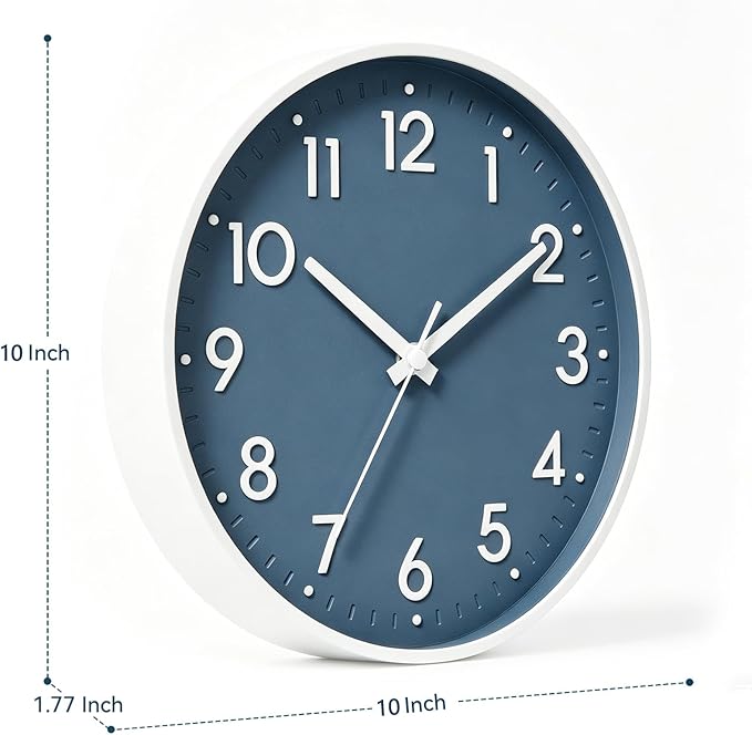 Mosewa Wall Clock 10 Inch, Battery Operated Silent Non-Ticking Modern Analog - Image 3