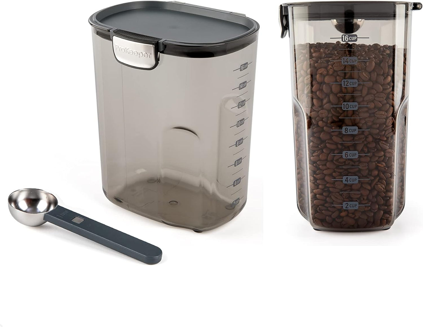 Progressive International ProKeeper+ Clear Plastic Airtight Food Baker's Kitchen Storage Organization Container Canister Set with Magnetic Accessories, 2- Piece Set (Coffee 4.3-Quart)