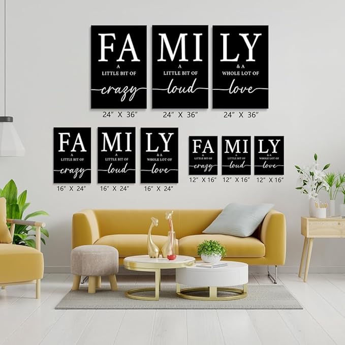 GUBIYU Black Home Wall Art for Living Room Family Sign Prints Canvas Painting - Image 6