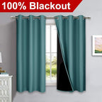 NICETOWN 100% Blackout Curtains 45 inches Long, Sea Teal, 1 Pair, 42 inches - Image 2