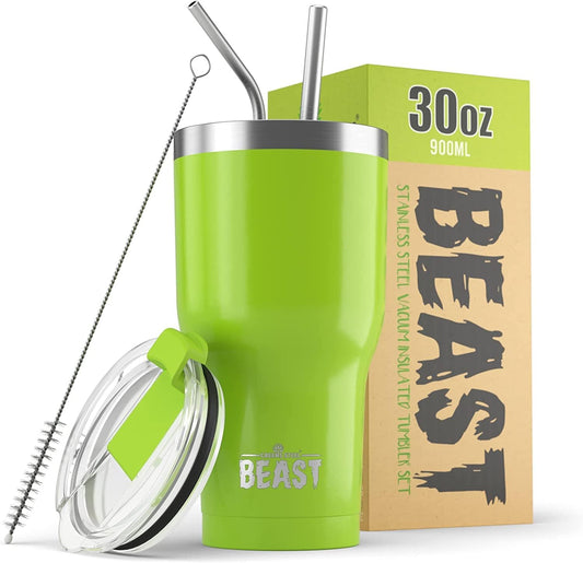 Beast 30 oz Tumbler Stainless Steel Vacuum Insulated Coffee Ice Cup Double Wall Travel Flask (Lemongrass Green)