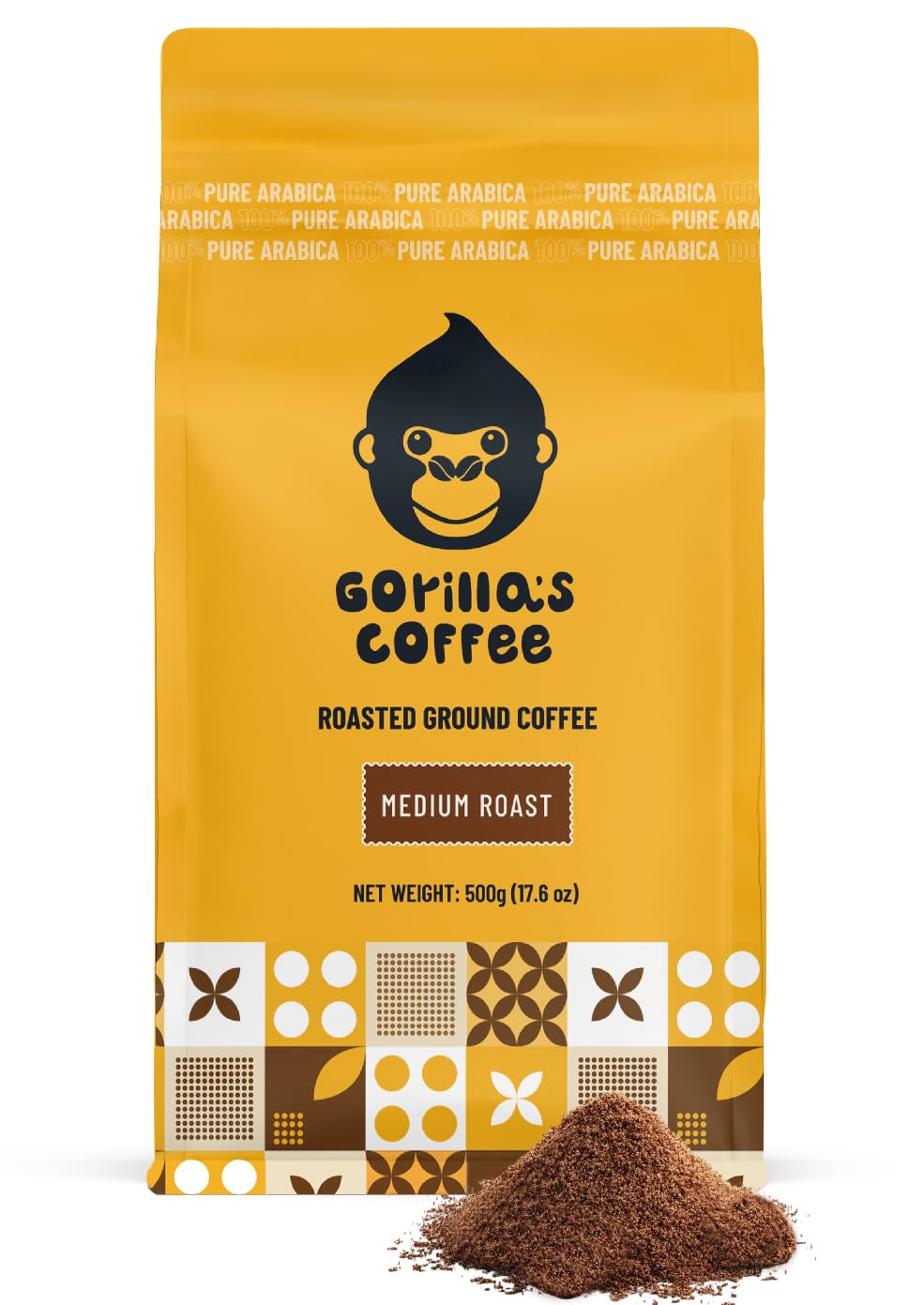 Gorilla's Coffee 100% Arabica - Medium Roast Ground Coffee, Fair Trade, Smooth, Balanced, Aromatic, Spice & Luscious Fruit Notes | Premium Rwandan Coffee | Rich, Flavorful, and Aromatic (500g/17.6oz)