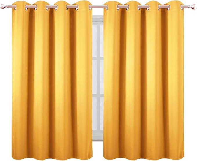 LEMOMO Blackout Curtains 66 x 54 Inch Long Yellow Curtains Set of 2 Panels Room - Image 2