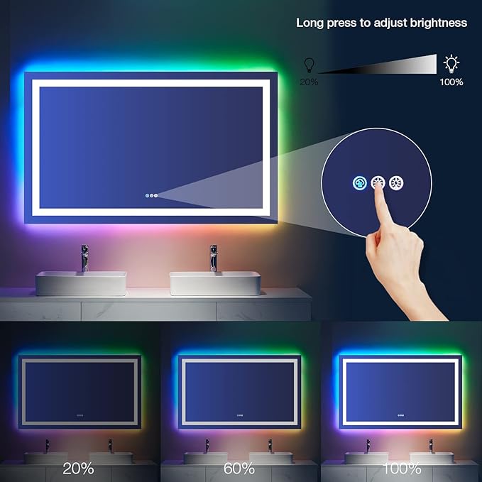 LOAAO 60X28 RGB LED Bathroom Mirror - Image 5