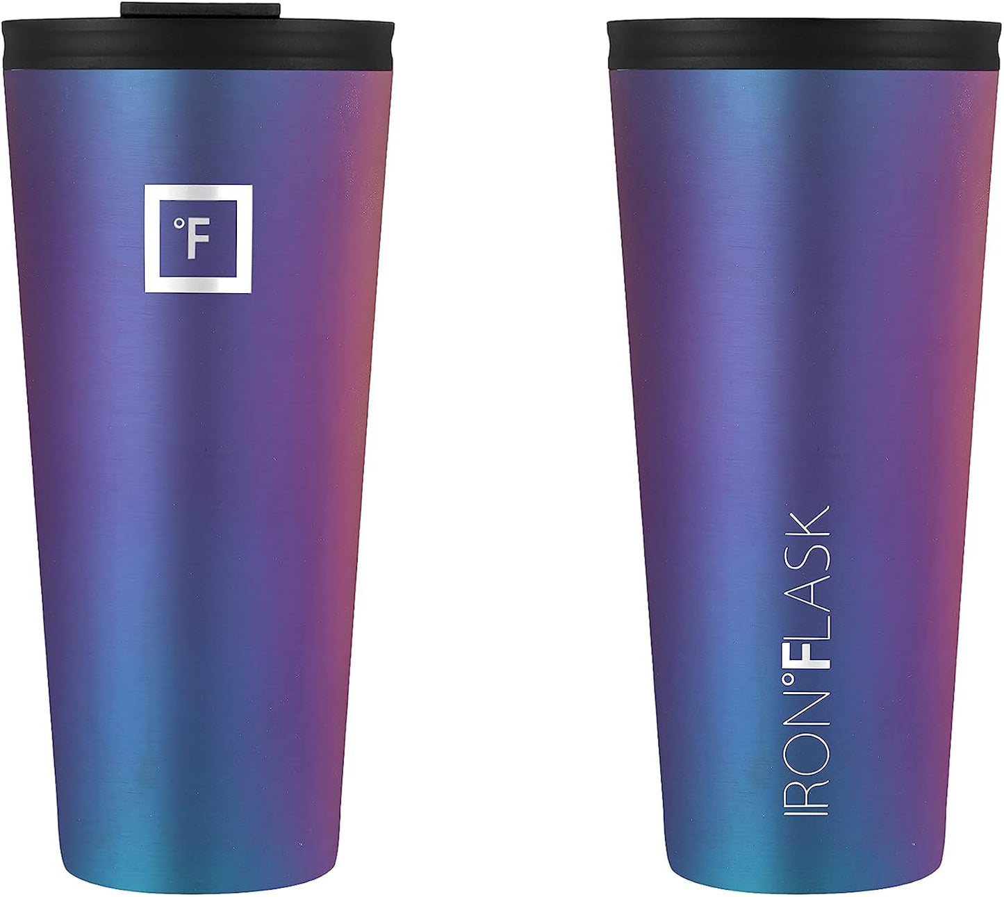 IRON °FLASK Classic Tumbler - Vacuum Insulated Stainless Steel Water Bottle, Double Walled, Drinking Cup, Insulated Travel Mug (Aurora, 32 oz Solid Lid)