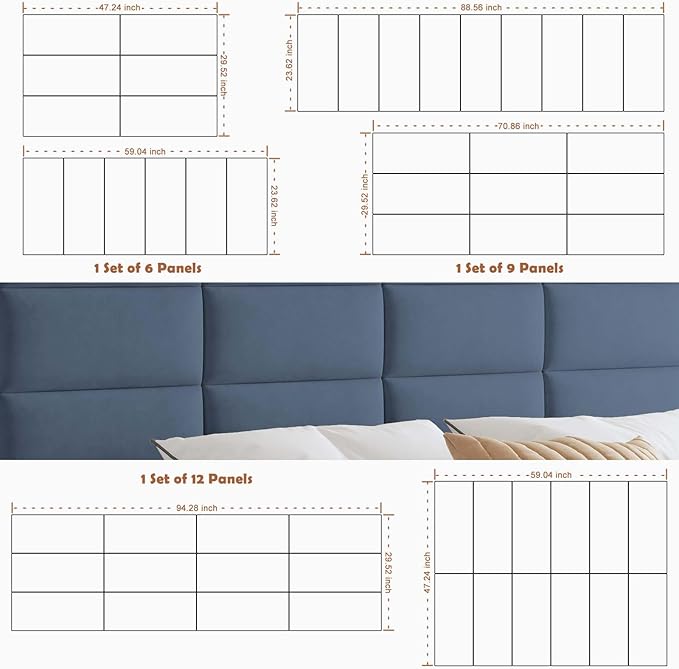 IFNOW Wall Mounted Upholstered Headboard Full, 3D Peel and Stick Soundproof - Image 6