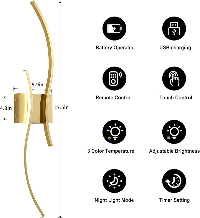 Battery Operated Wall Sconces Set of Two - Image 5