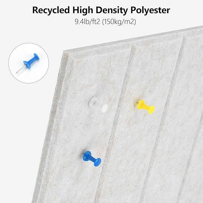 Acoustic Felt Bulletin Board Tiles Self-Adhesive Sound Absorbing Wall Panels - Image 3