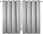 LEMOMO Blackout Curtains 66 x 54 Inch Long Light Grey Curtains Set of 2 Panels - Image 2