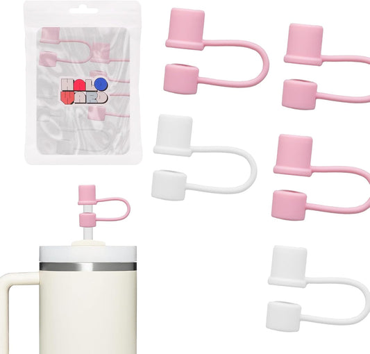 0.4inch Reuseable Straw Covers for Stanley Tumblers (Basics-White, 10 Pieces) (10pcs-Basics-LightPink)