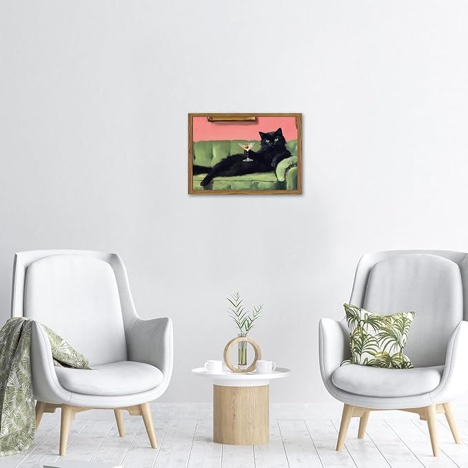 Funny Black Cat Martini Wall Art, Bar Cart Decor, Eclectic Cocktail Painting - Image 5